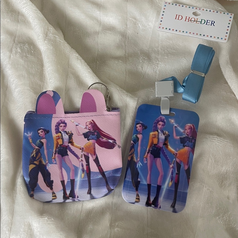K-pop demon hunters Anime Character Coin Purse and Lanyard Set nwt